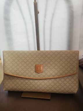Celine Macadam Patterned Large Clutch/pouch Bag Euc